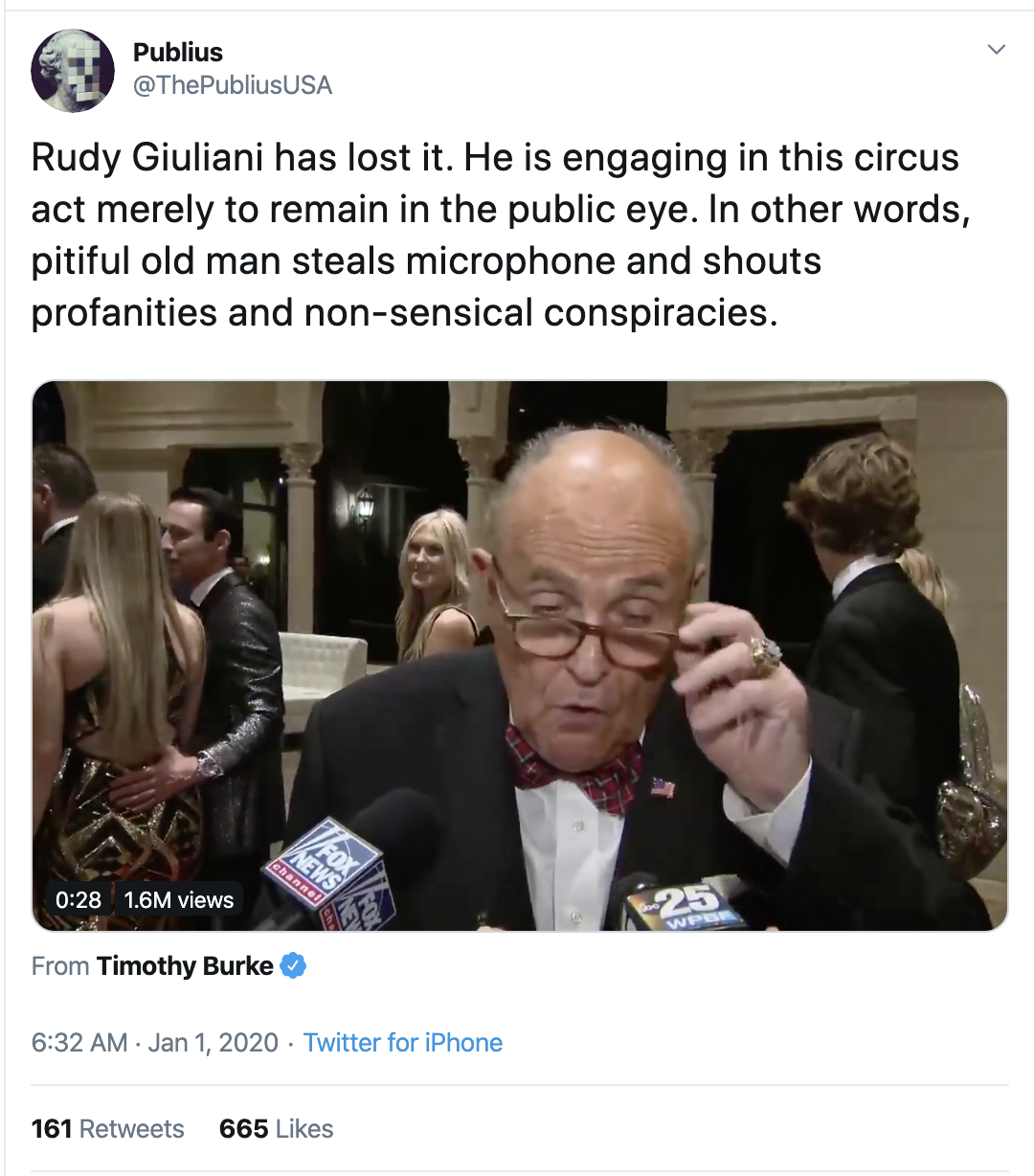 Screen-Shot-2020-01-01-at-9.50.02-AM Giuliani Publicly Embarrasses Himself At Mar-a-Lago NYE Party Corruption Crime Featured Impeachment Top Stories 
