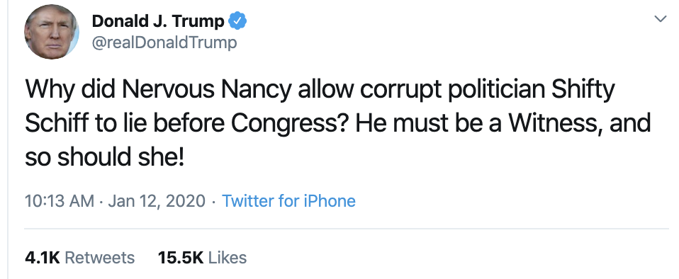 Screen-Shot-2020-01-12-at-10.29.03-AM Trump Finishes Watching Sunday TV & Has Pelosi Induced Freakout Corruption Featured Impeachment Top Stories Women's Rights 