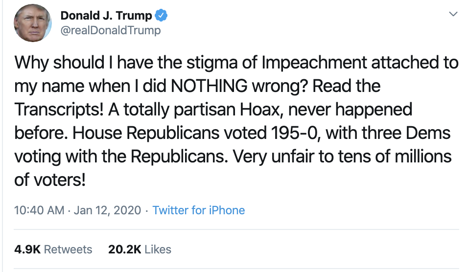 Screen-Shot-2020-01-12-at-11.02.20-AM Trump Finishes Watching Sunday TV & Has Pelosi Induced Freakout Corruption Featured Impeachment Top Stories Women's Rights 