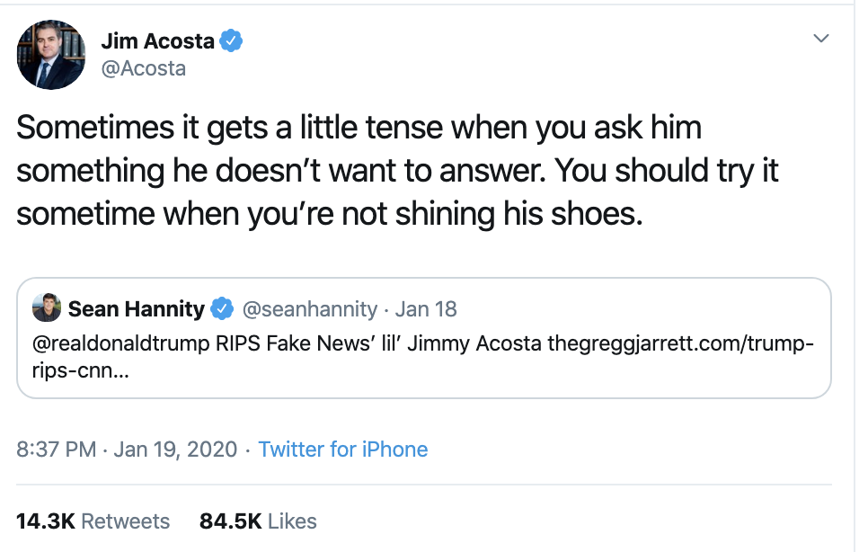 Screen-Shot-2020-01-20-at-9.24.27-AM Acosta Publicly Embarrasses Hannity & Goes Viral Fast Corruption Election 2020 Featured Media Top Stories 