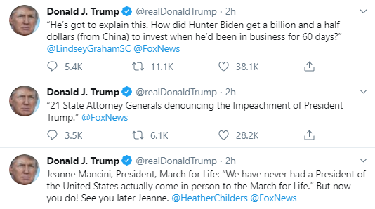 fri3-1 Trump Tweets 3 Dozen Times In Friday AM Impeachment Meltdown Donald Trump Impeachment Politics Social Media Top Stories 