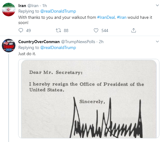 tiran8 Trump Freaks Out On Twitter With All Caps Message To Iran Donald Trump Military National Security Politics Social Media Top Stories 