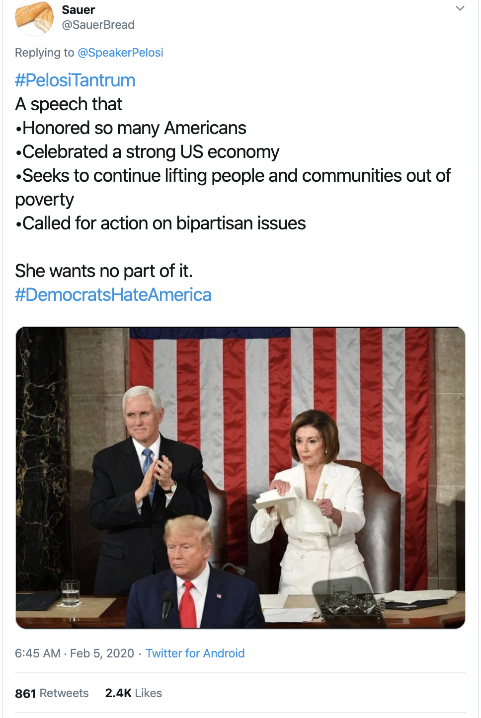 Screen-Shot-2020-02-05-at-7.13.23-AM Trump Spews Phony Outrage At Pelosi During Morning Meltdown Donald Trump Featured Politics Top Stories Twitter 