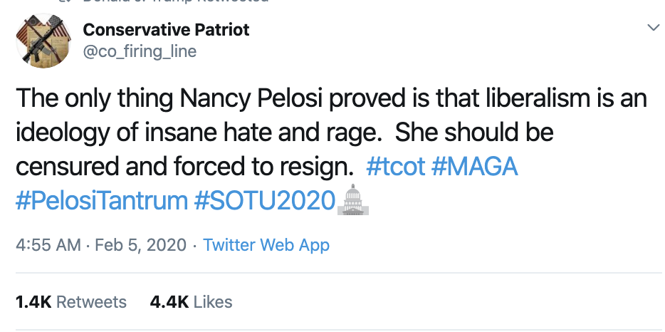 Screen-Shot-2020-02-05-at-7.19.20-AM Trump Spews Phony Outrage At Pelosi During Morning Meltdown Donald Trump Featured Politics Top Stories Twitter 