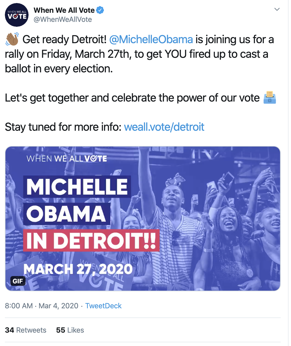 Screen-Shot-2020-03-04-at-8.21.04-AM Michelle Obama Tweets Surprise Post Super Tuesday Message To Democrats Domestic Policy Election 2020 Featured Politics Top Stories 