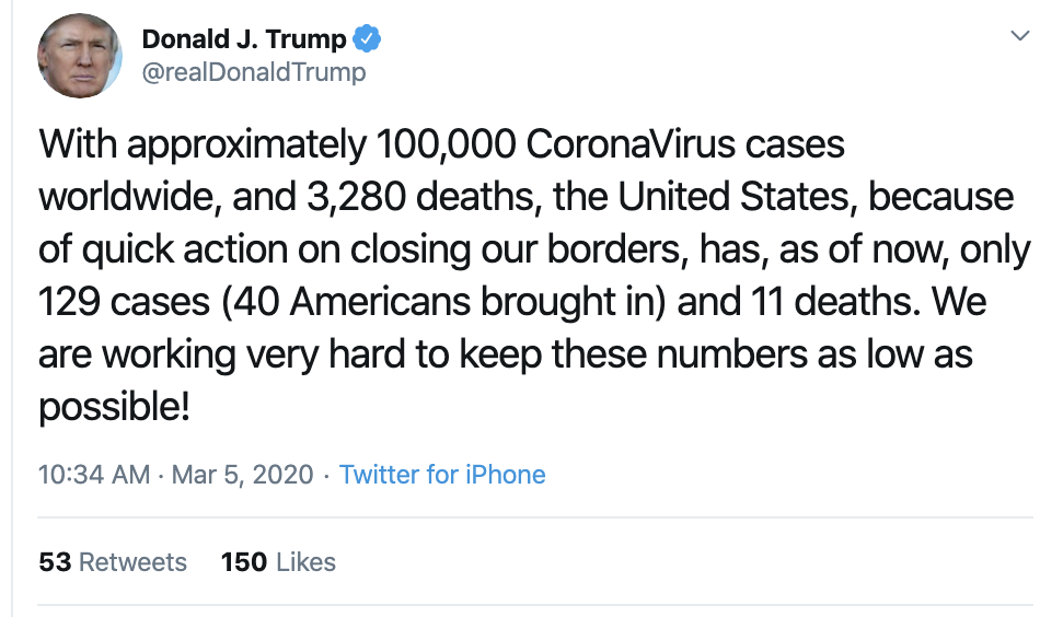 Screen-Shot-2020-03-05-at-10.35.02-AM Trump Goes Rabid On Twitter Over Coronavirus Backlash Featured Healthcare Mental Illness Politics Top Stories 