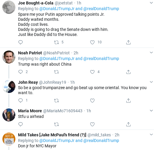 Screenshot-2020-03-20-at-12.57.25-PM Trump Jr. Launches Gross Twitter Rant As COVID-19 Rages Donald Trump Politics Social Media Top Stories 