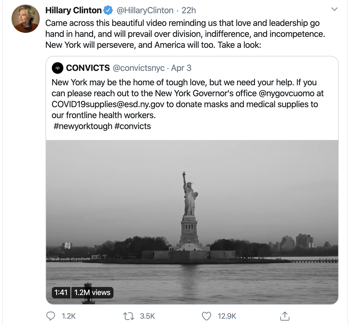 Screen-Shot-2020-04-05-at-10.46.21-AM Hillary Clinton Returns With Inspirational Coronavirus Response Video For America Featured Healthcare Hillary Clinton Politics Top Stories 