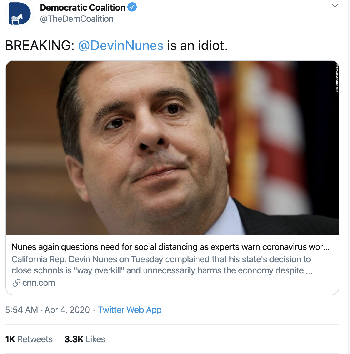 Screen-Shot-2020-04-05-at-9.16.12-AM Nunes Suffers Widespread Sunday Humiliation After Deranged Coronavirus Rant Election 2020 Featured Healthcare Politics Top Stories 