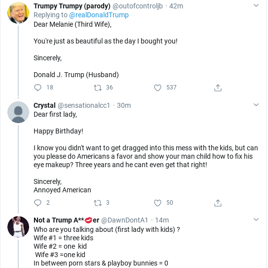 Screenshot-2020-04-26-at-1.04.10-PM Trump Tweets Phony Birthday Message To Melania & Gets Roasted In Seconds Donald Trump Politics Social Media Top Stories 