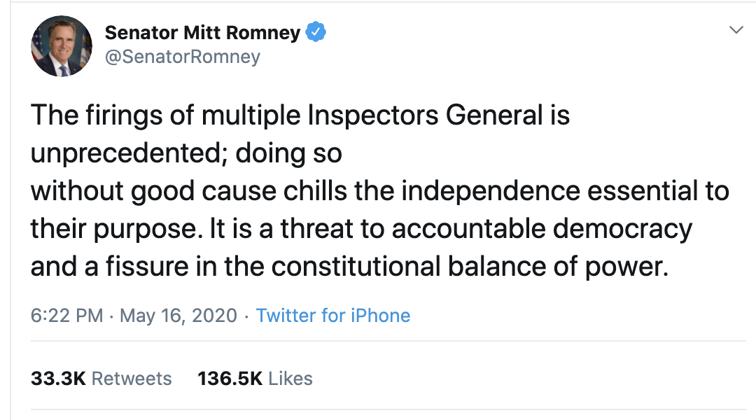 Screen-Shot-2020-05-17-at-7.22.43-AM Romney Exposes Trump/GOP Corruption Over IG Firing During Weekend Rebuke Corruption Election 2020 Featured Politics Top Stories 