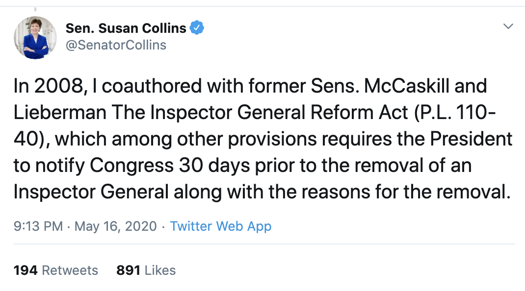 Screen-Shot-2020-05-17-at-8.08.57-AM Susan Collins Defects From Trump With Fiery Weekend Rebuke Corruption Election 2020 Featured Politics Top Stories 