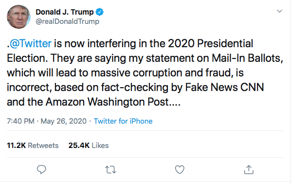 Screen-Shot-2020-05-26-at-7.56.44-PM Trump Explodes & Threatens Jack Dorsey/Twitter After Being Fact-Checked Conspiracy Theory Donald Trump Election 2020 Featured Politics Social Media Top Stories Twitter 