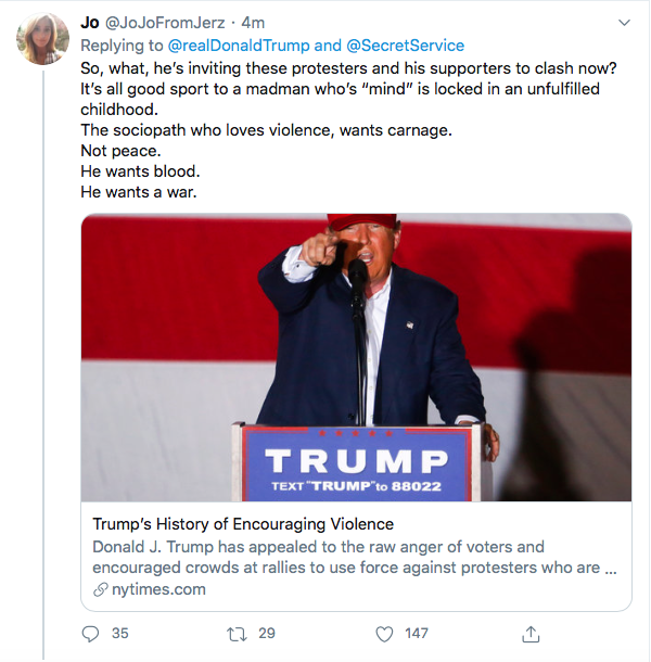Screen-Shot-2020-05-30-at-9.39.26-AM Trump Instructs MAGA Followers To Confront Protestors Tonight At W.H. Black Lives Matter Donald Trump Featured Politics Protest Top Stories Twitter 