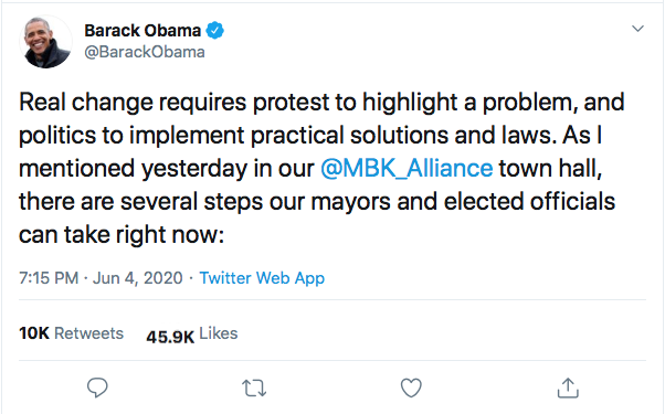 Screen-Shot-2020-06-04-at-8.23.54-PM Obama Issues 3-Tweet Instructions To America Like Our Real President Black Lives Matter Donald Trump Featured Politics Racism Top Stories Twitter 