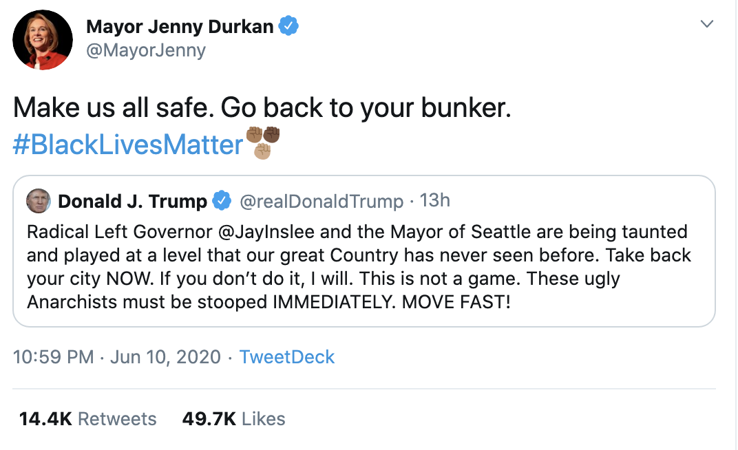 Screen-Shot-2020-06-11-at-11.38.45-AM Seattle Mayor Responds To Trump's Taunt; 'Go Back To Your Bunker' Black Lives Matter Featured Politics Racism Top Stories 