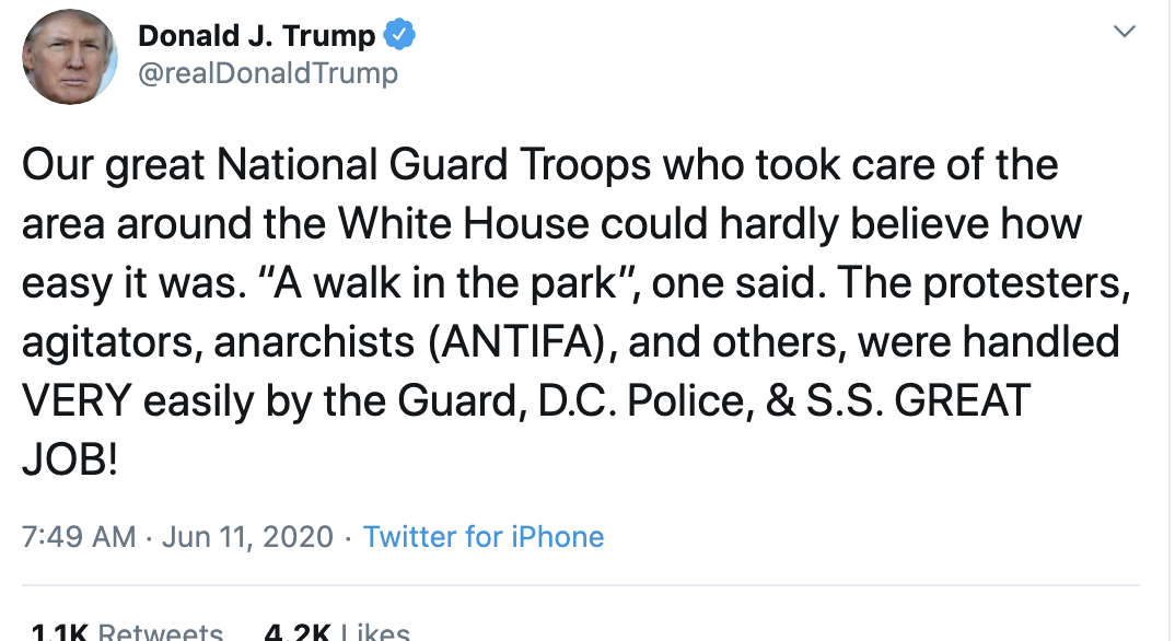 Screen-Shot-2020-06-11-at-7.52.11-AM Trump Brags About Troops Crushing Protestors During Early Morning Freakout Election 2020 Featured Military Politics Top Stories 