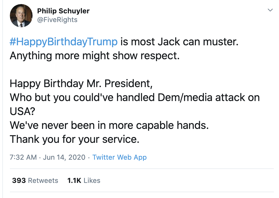 Screen-Shot-2020-06-14-at-8.24.34-AM Trump Starts Sunday Morning Birthday Tweets Like A Broken Man Election 2020 Featured National Security Politics Top Stories 