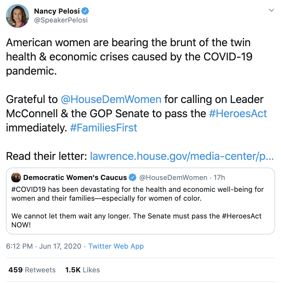 Screen-Shot-2020-06-18-at-9.36.21-AM Pelosi Plows McConnell's 'Weak Toothless' Proposal During Viral Rebuke Coronavirus Featured Politics Top Stories Women's Rights 