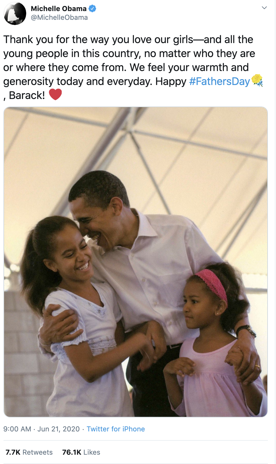 Screen-Shot-2020-06-21-at-10.01.44-AM Michelle Wishes Barack 'Happy Fathers Day' Like A Graceful First Lady Black Lives Matter Featured Politics Top Stories Women's Rights 