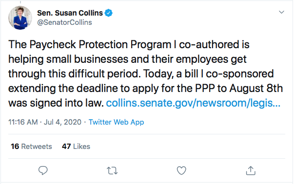 Screen-Shot-2020-07-04-at-1.55.55-PM Susan Collins’ Phony 4th Of July Message Goes Horribly Wrong Coronavirus Donald Trump Election 2020 Featured Politics Top Stories Twitter 