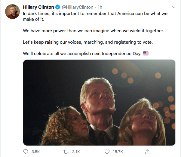 Screen-Shot-2020-07-04-at-11.22.21-AM Hillary Tweets 4th Of July Message To Reject GOP, Vote, & Be Happy Donald Trump Featured Hillary Clinton Politics Top Stories Twitter 