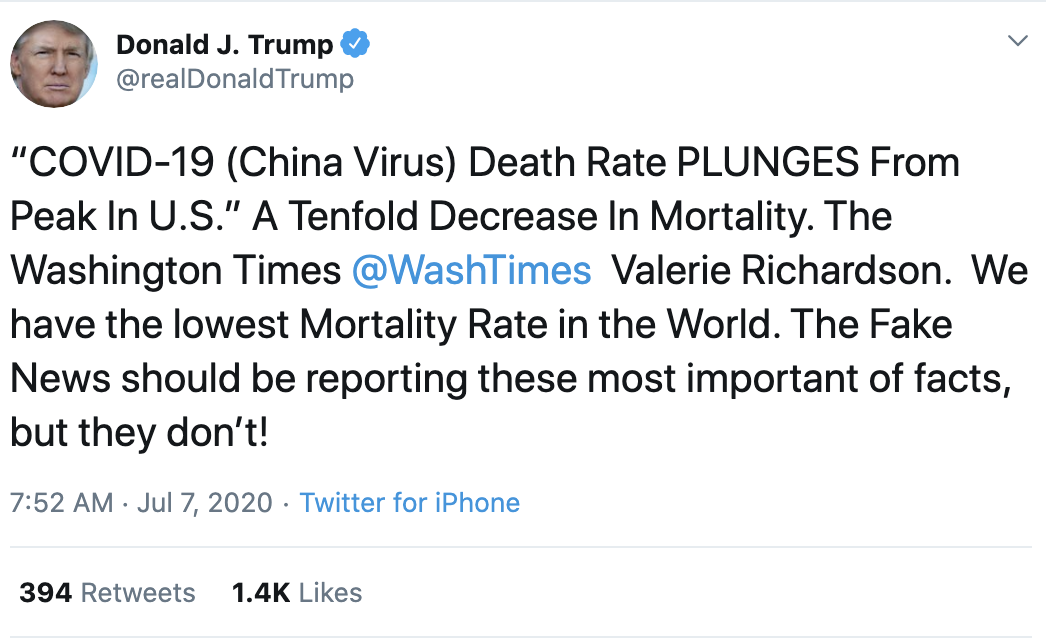 Screen-Shot-2020-07-07-at-7.53.50-AM Trump Tweets Dangerous COVID-19 Lies During Early Morning Meltdown Conspiracy Theory Coronavirus Crime Featured Politics Top Stories 