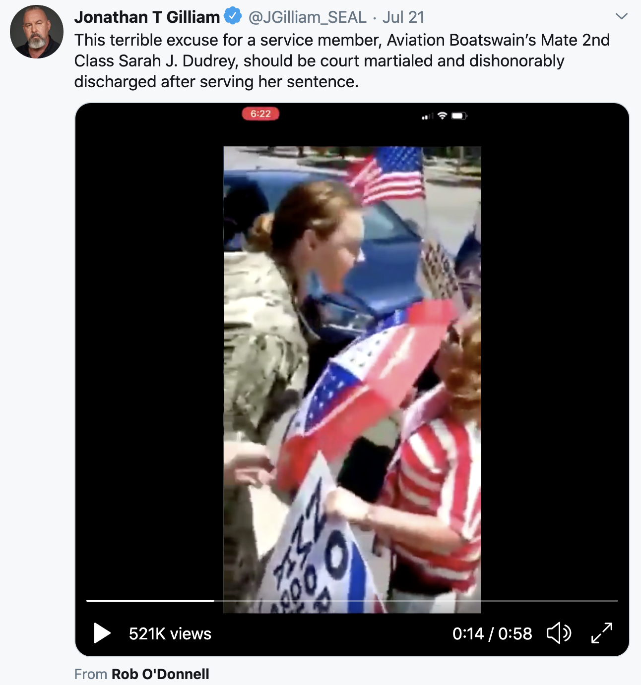 Screen-Shot-2020-07-23-at-10.31.16-AM Navy 'Hero' Sarah Dudrey Yells 'Fuck Trump!' & Goes Viral Fast Featured Military Politics Protest Top Stories 