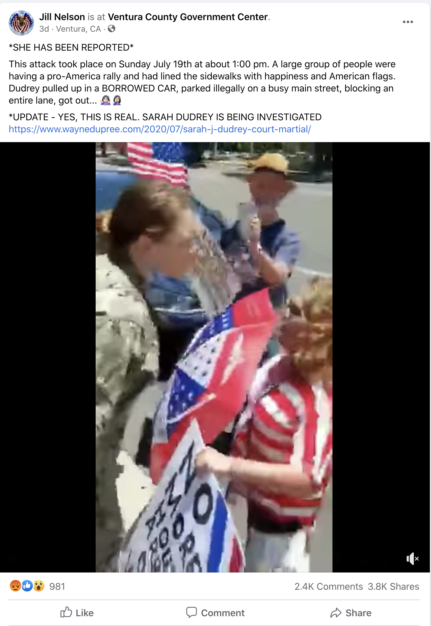 Screen-Shot-2020-07-23-at-10.45.49-AM Navy 'Hero' Sarah Dudrey Yells 'Fuck Trump!' & Goes Viral Fast Featured Military Politics Protest Top Stories 