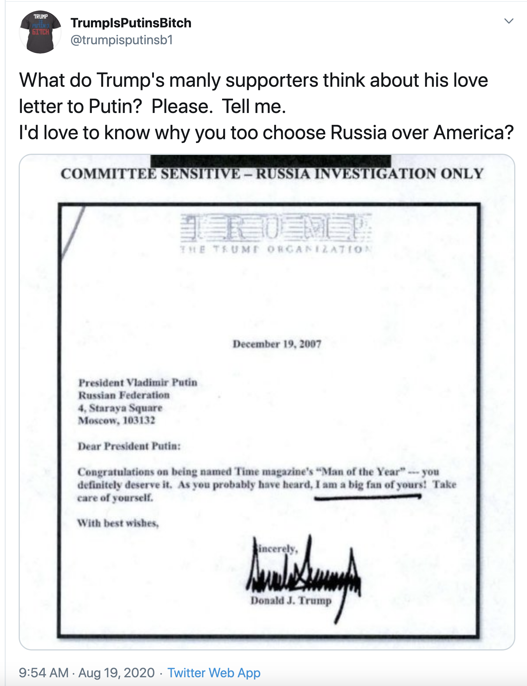Screen-Shot-2020-08-23-at-11.52.08-AM Trump's Pathetic 'Fan Boy' Letter To Putin Uncovered Via Federal Investigation Election 2020 Featured Politics Russia Top Stories 