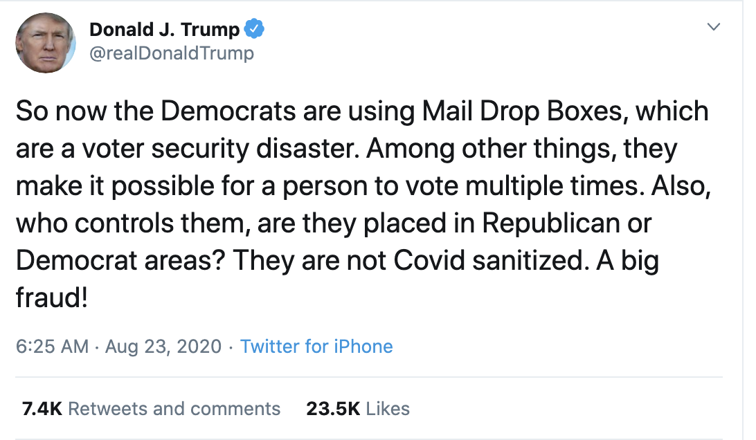 Screen-Shot-2020-08-23-at-7.06.52-AM Trump Unleashes Psychotic Sunday Morning 'Mail Drop Box' Meltdown Election 2020 Featured National Security Politics Top Stories 