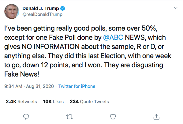 Screen-Shot-2020-08-31-at-9.44.32-AM Trump Has 5-Tweet Morning Eruption of Insanity Donald Trump Election 2020 Featured Politics Top Stories Twitter 