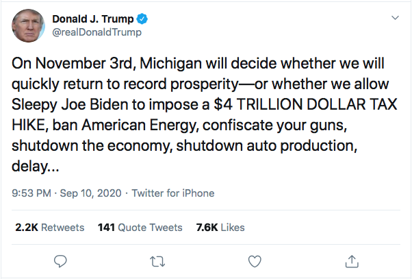 Screen-Shot-2020-09-10-at-10.00.29-PM Trump Announces Biden Plan To Immediately Confiscate Guns Coronavirus Donald Trump Election 2020 Featured Politics Top Stories Twitter 