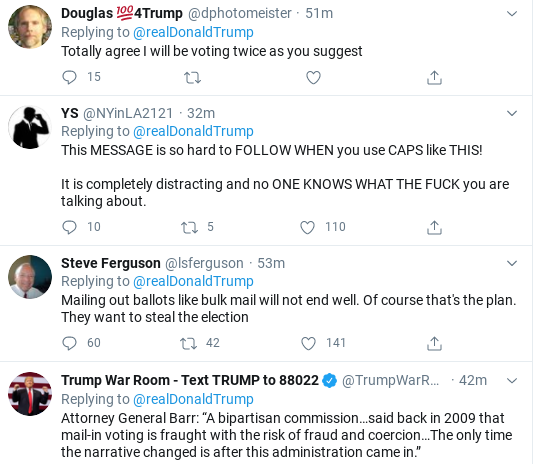 Screenshot-2020-09-03-at-11.27.17-AM Trump Has ALL CAPS Mid-Morning Mental Collapse Over Mail-In Votes Corruption Donald Trump Election 2020 Politics Social Media Top Stories 