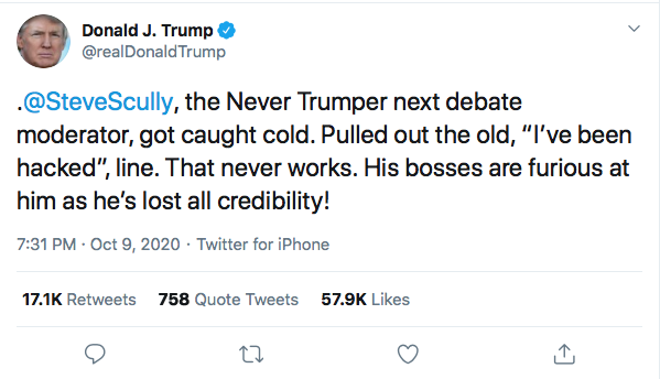 Screen-Shot-2020-10-09-at-8.57.26-PM Trump Tweets Friday Night Debate Drop Out Gibberish Like A Lunatic Conspiracy Theory Donald Trump Election 2020 Featured Politics Top Stories Twitter 