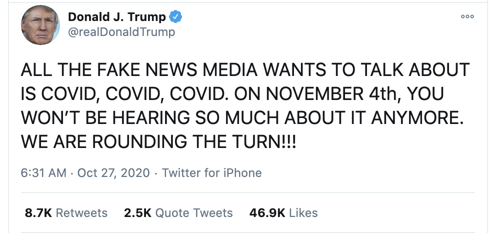Screen-Shot-2020-10-27-at-7.25.50-AM Trump Fires Off 19-Tweet Morning Eruption Of Insanity Coronavirus Featured Mental Illness Politics Top Stories 