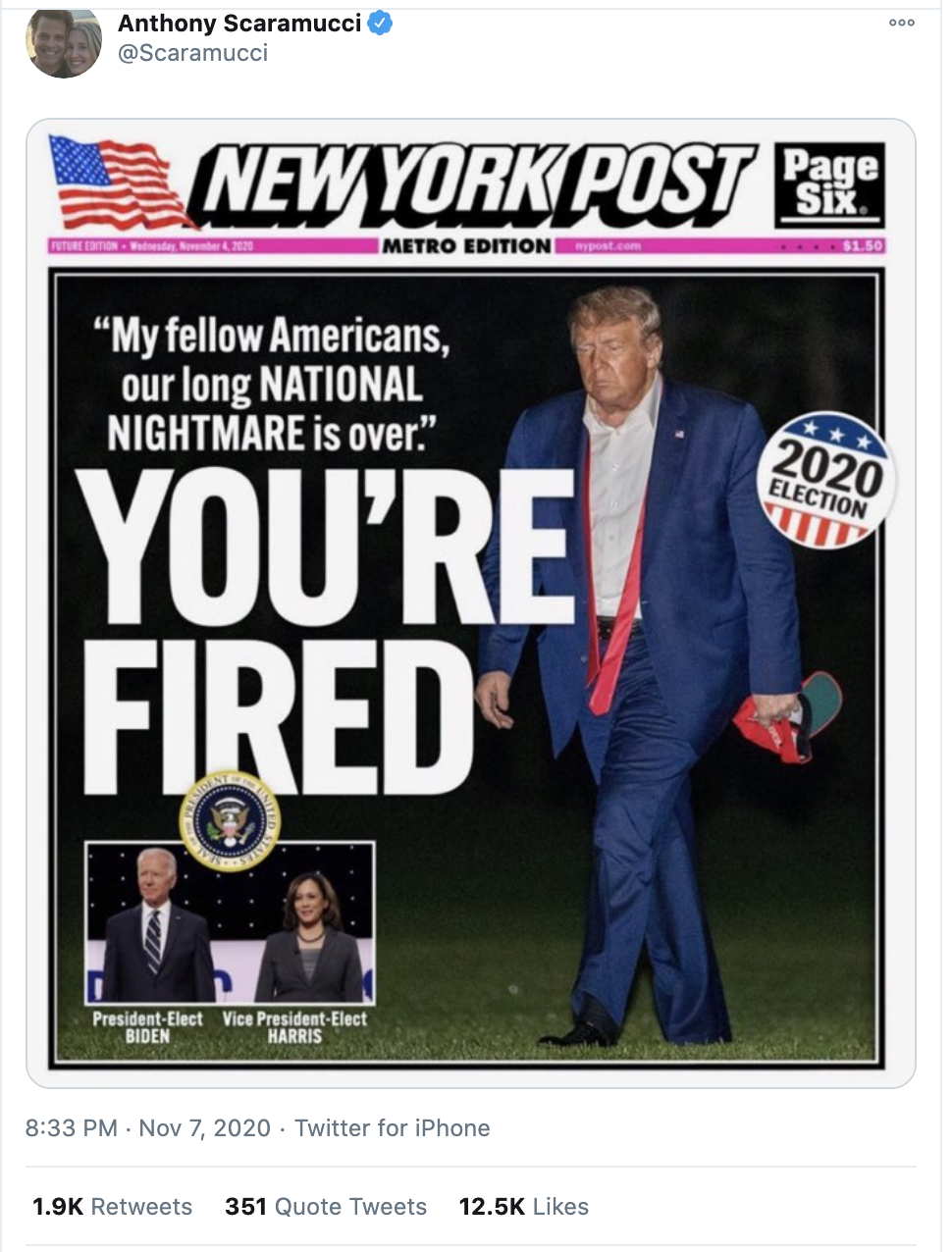 Screen-Shot-2020-11-08-at-11.21.37-AM 'NY Post' Trolls Trump With Historic Joe Biden Cover Image Election 2020 Featured Media Politics Top Stories 