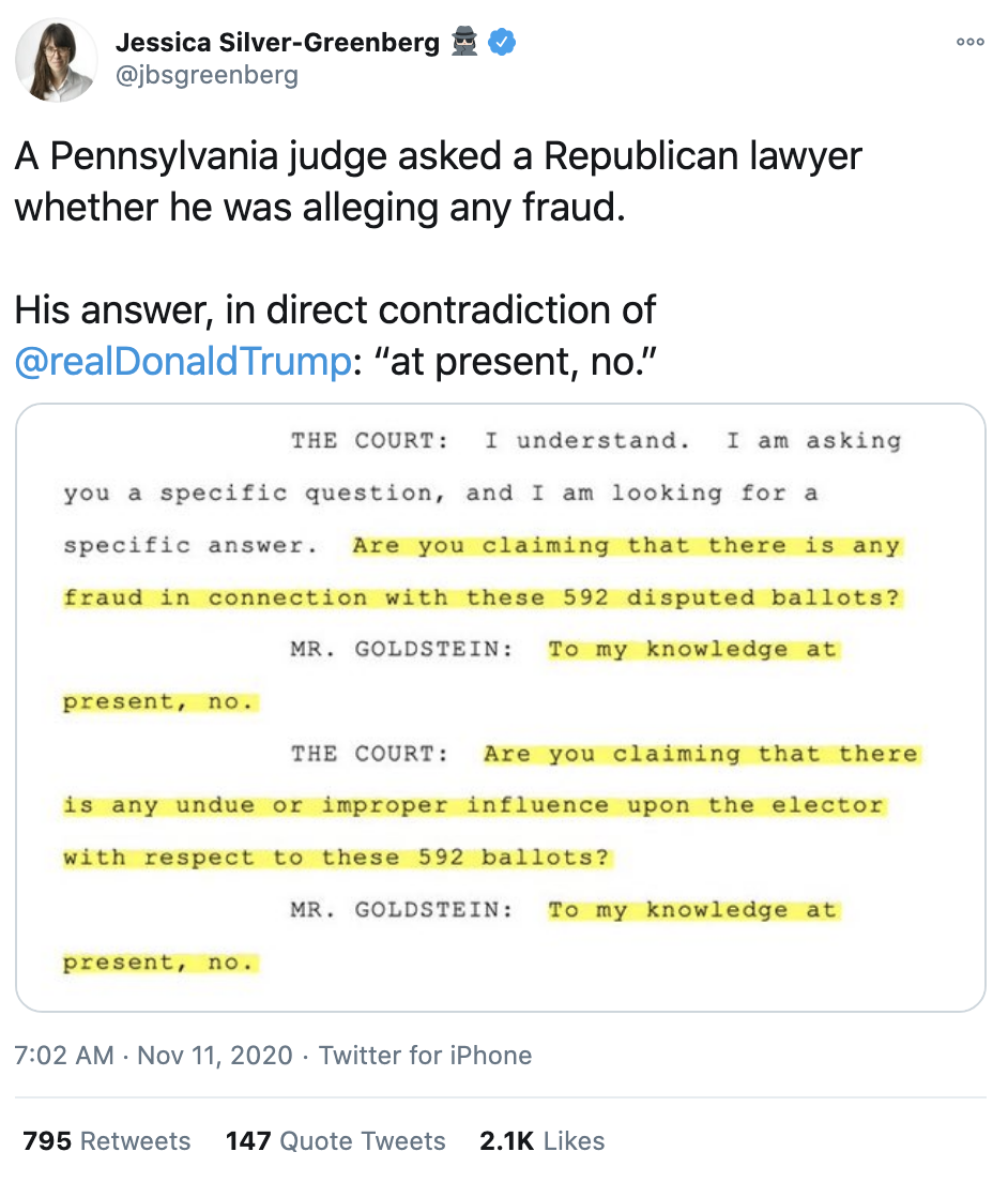 Screen-Shot-2020-11-11-at-8.18.32-AM Pennsylvania Judge Embarrasses Trump Lawyer Over Pathetic Evidence Featured Media National Security Politics Top Stories 