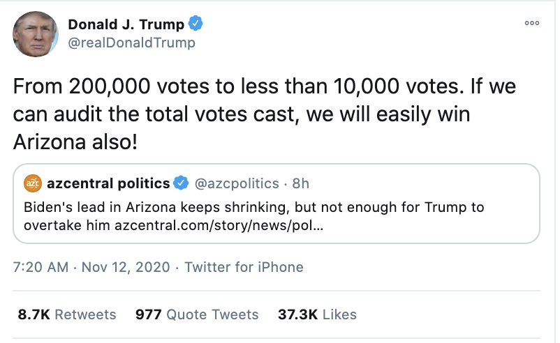 Screen-Shot-2020-11-12-at-7.37.19-AM Trump Throws Delirious Morning Tantrum After Seeing New Vote Count Corruption Crime Featured Politics Top Stories 
