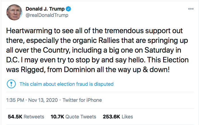Screen-Shot-2020-11-13-at-4.02.39-PM Trump Announces Voting Machine Fraud During Friday Meltdown Donald Trump Election 2020 Featured Politics Top Stories Twitter 