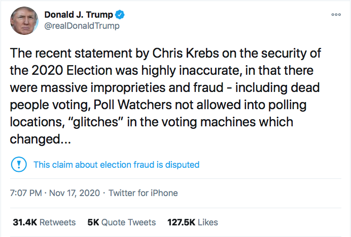 Screen-Shot-2020-11-17-at-9.06.21-PM Chris Krebs Rebuffs Trump’s Firing Like A U.S. Patriot Conspiracy Theory Donald Trump Election 2020 Featured Politics Top Stories Twitter 