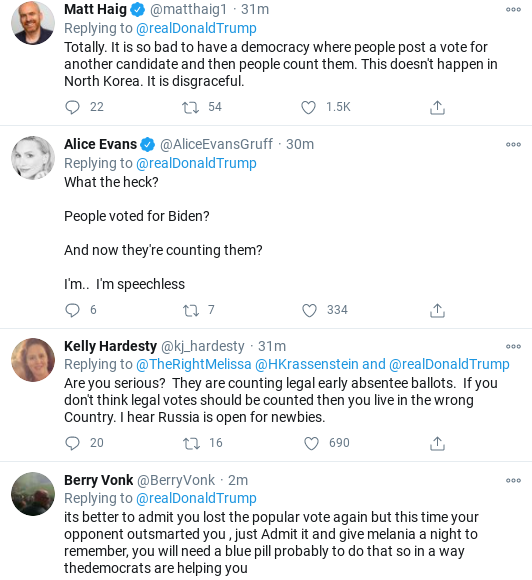 Screenshot-2020-11-04-at-1.04.03-PM Trump Sees Updated Vote Results & Melts Down Like A Panicked Loser Donald Trump Election 2020 Politics Social Media Top Stories 