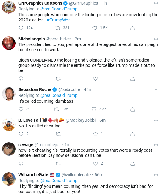 Screenshot-2020-11-04-at-1.04.59-PM Trump Sees Updated Vote Results & Melts Down Like A Panicked Loser Donald Trump Election 2020 Politics Social Media Top Stories 