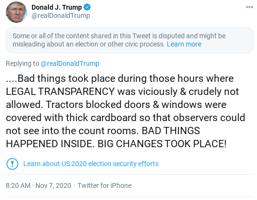 Screenshot-2020-11-07-at-9.57.33-AM Trump Spazzes Into Crazed Saturday Morning Meltdown After Seeing Vote Update Donald Trump Election 2020 Politics Social Media Top Stories 