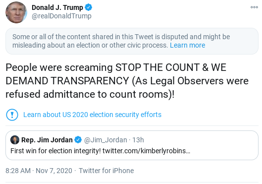 Screenshot-2020-11-07-at-9.58.20-AM Trump Spazzes Into Crazed Saturday Morning Meltdown After Seeing Vote Update Donald Trump Election 2020 Politics Social Media Top Stories 