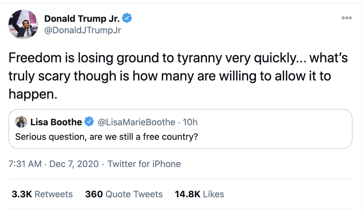 Screen-Shot-2020-12-07-at-8.36.52-AM Donald Trump Jr Is Publicly Unraveling In Front Of America Domestic Policy Donald Trump Featured Politics Top Stories 
