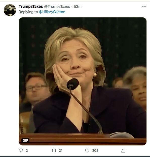 Screen-Shot-2021-01-08-at-9.52.37-PM Hillary Clinton Master-Trolls Trump Over His Twitter Ban Donald Trump Featured Hillary Clinton Politics Top Stories Twitter 