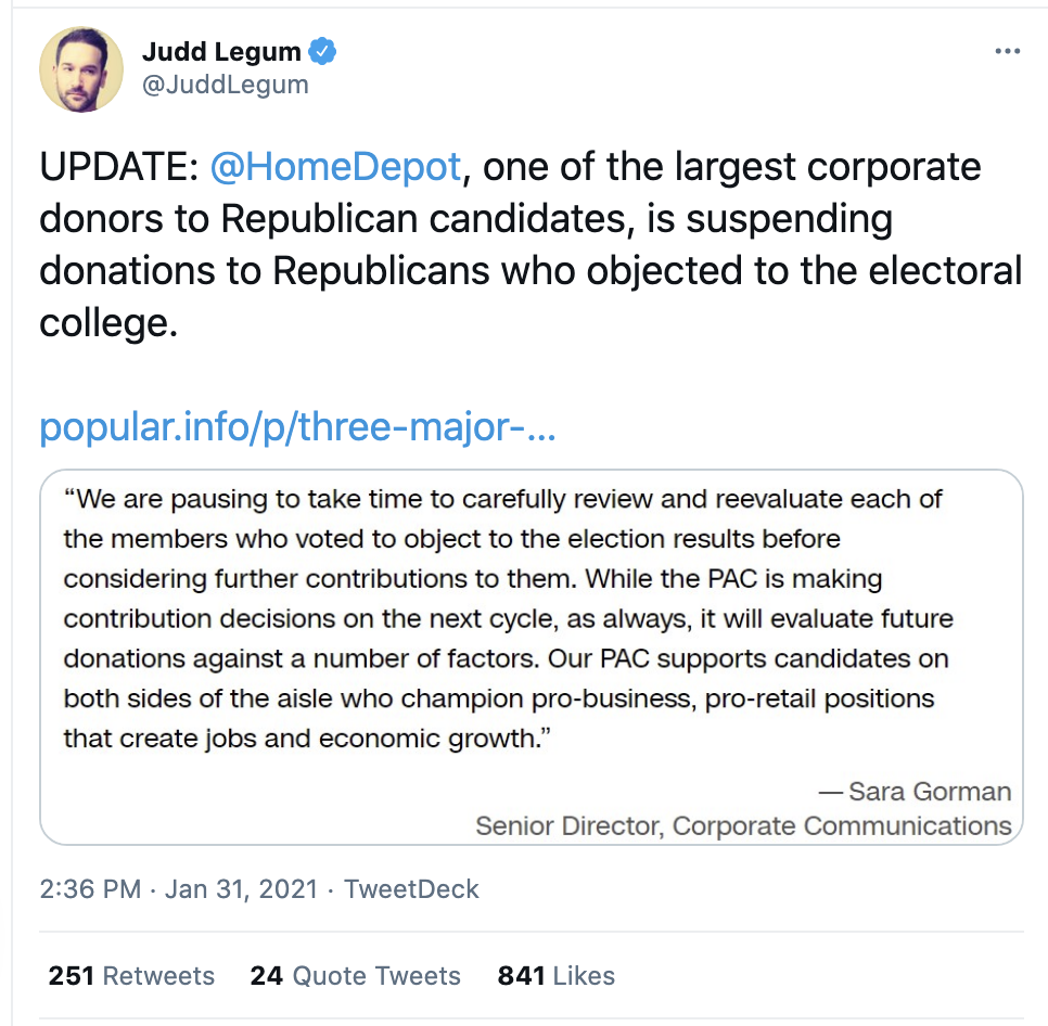 Screen-Shot-2021-01-31-at-2.46.07-PM Another Fortune 500 Company Terminates Donations From GOP Insurrectionists Economy Featured Politics Terrorism Top Stories 
