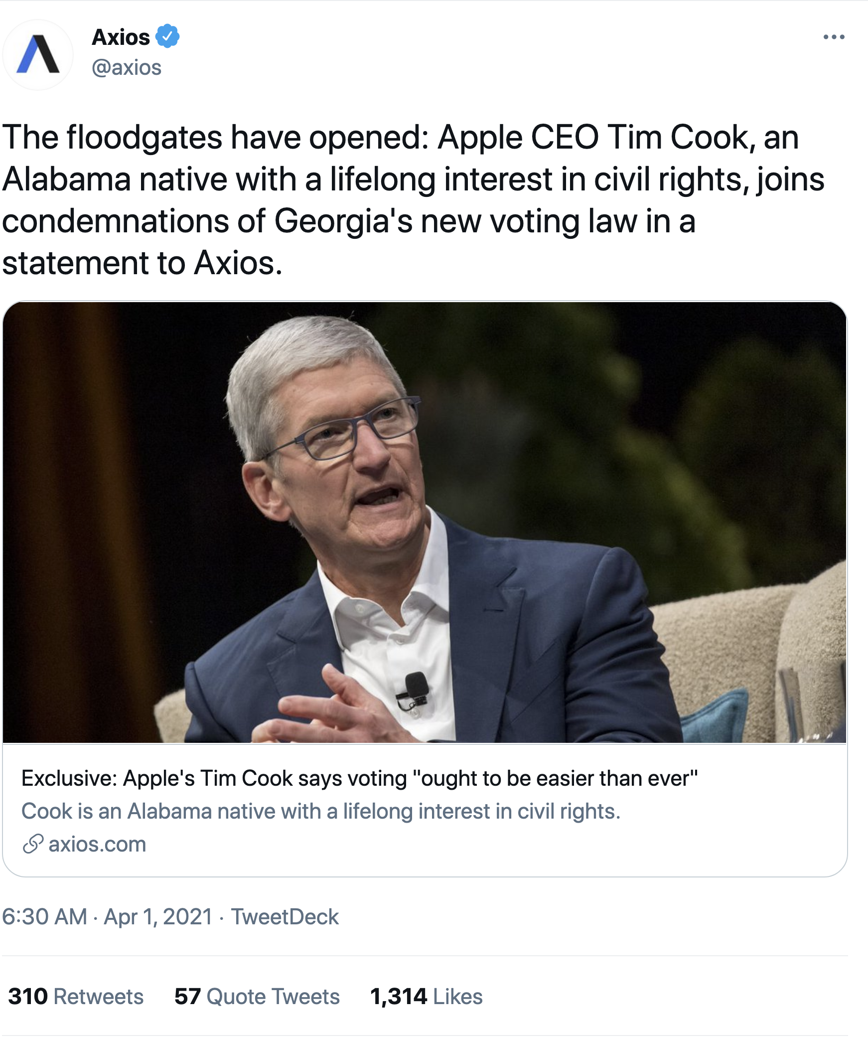 Screen-Shot-2021-04-01-at-8.25.39-AM Apple CEO Tim Cook Pressures GOP To Change GA Voter Suppression Corruption Crime Featured Politics Top Stories 