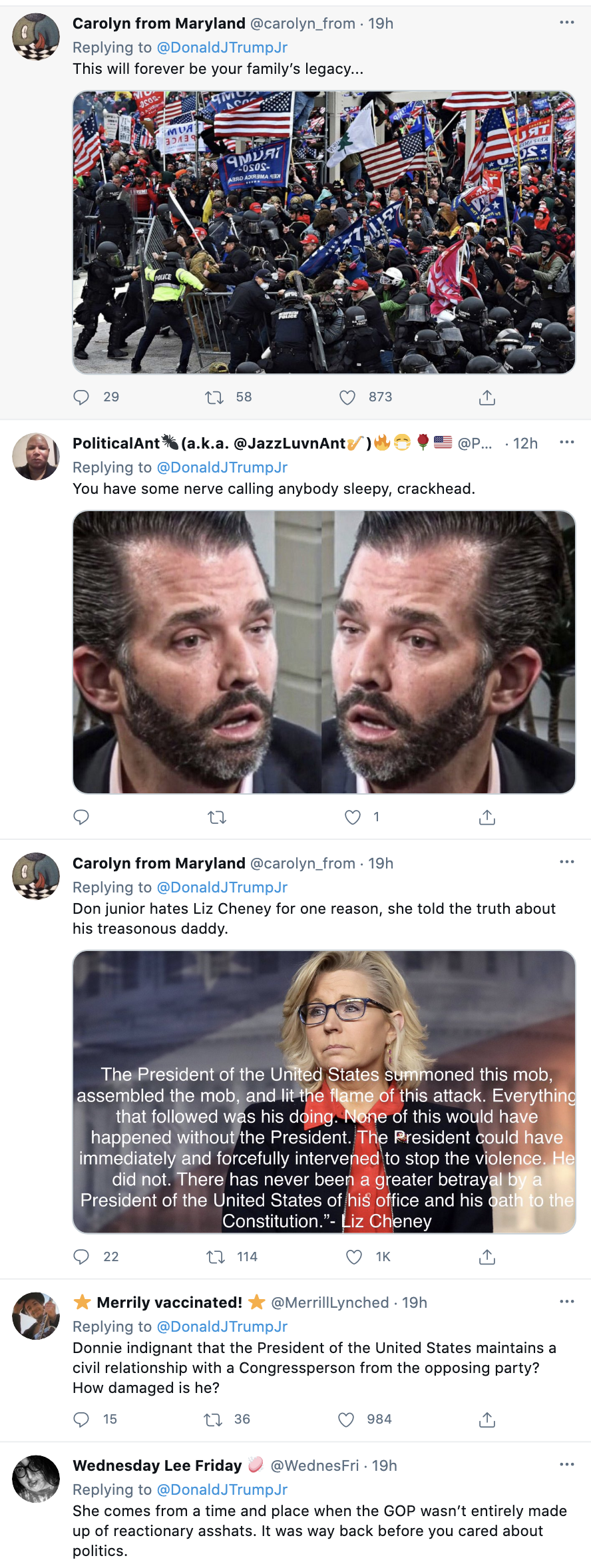 Screen-Shot-2021-04-30-at-10.39.34-AM Liz Cheney Clowns On Donald Trump Jr. For Being A Dweeb Domestic Policy Featured Politics Top Stories Women's Rights 
